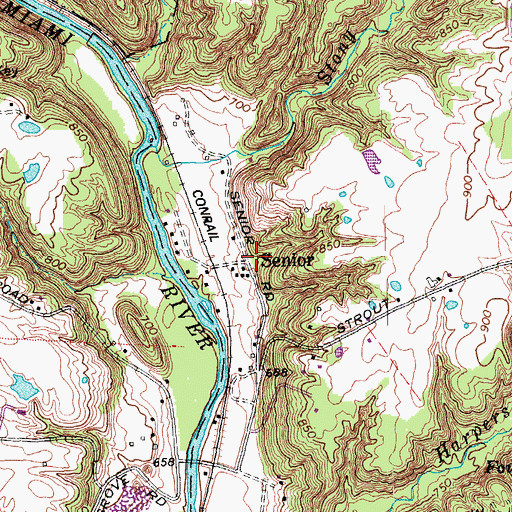 Topographic Map of Senior, OH