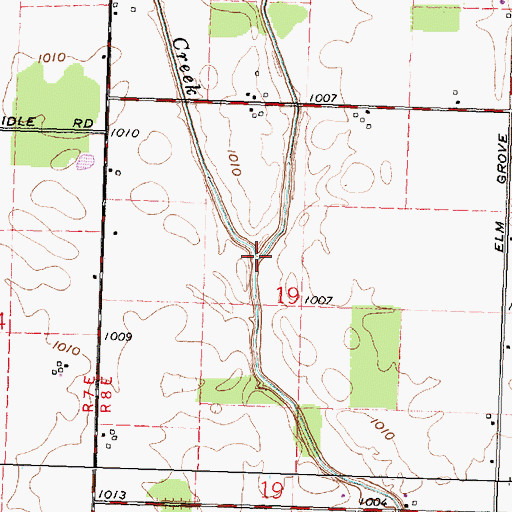 Topographic Map of Willow Creek, OH