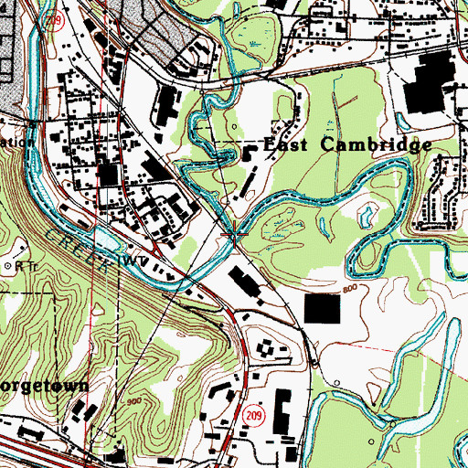 Topographic Map of Leatherwood Creek, OH