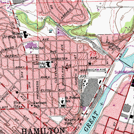 Topographic Map of Landmark Baptist Church, OH
