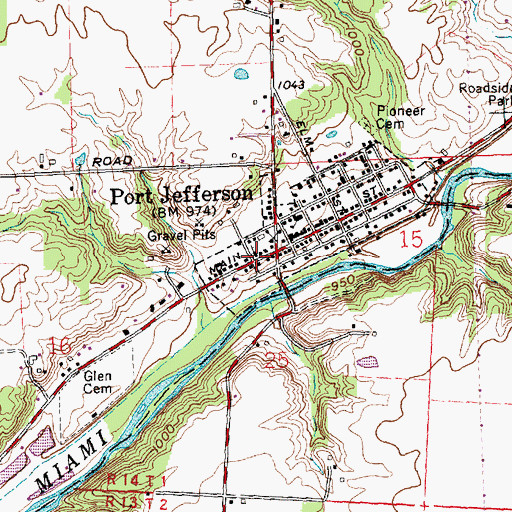 Topographic Map of Port Jefferson United Methodist Church, OH