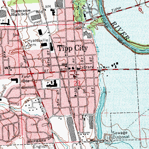 Topographic Map of Tipp City United Methodist Church, OH