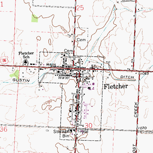 Topographic Map of Fletcher United Methodist Church, OH