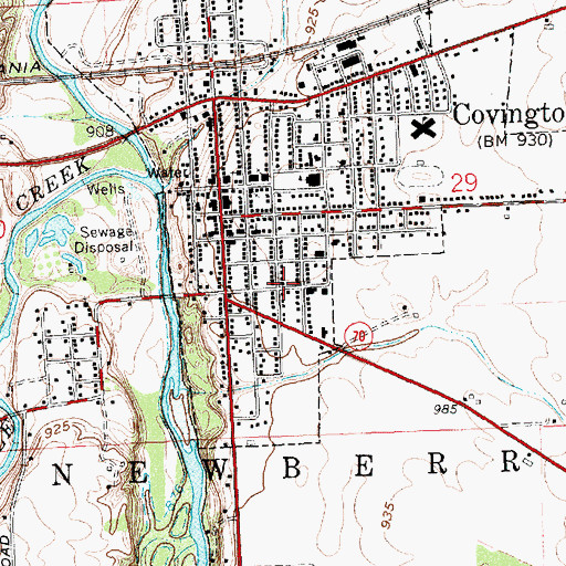 Topographic Map of Saint Johns Evangelical Lutheran Church, OH
