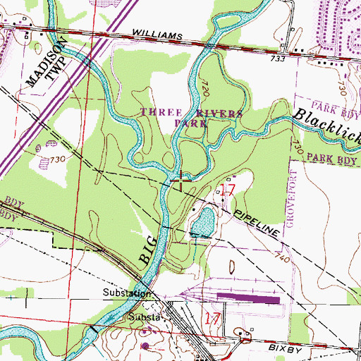 Topographic Map of Blacklick Creek, OH