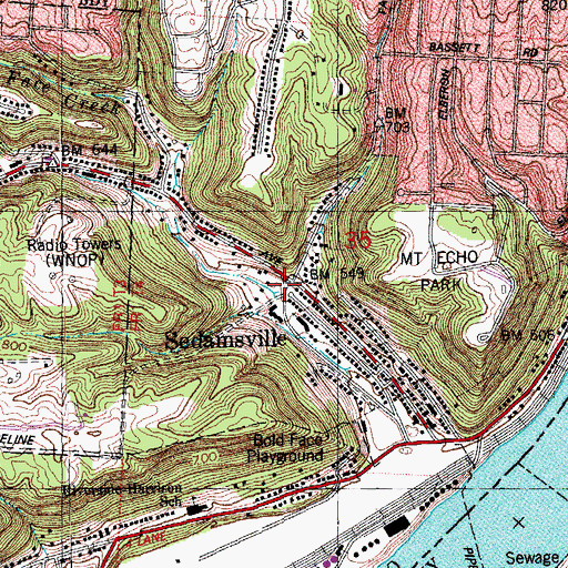 Topographic Map of Bold Face Creek, OH