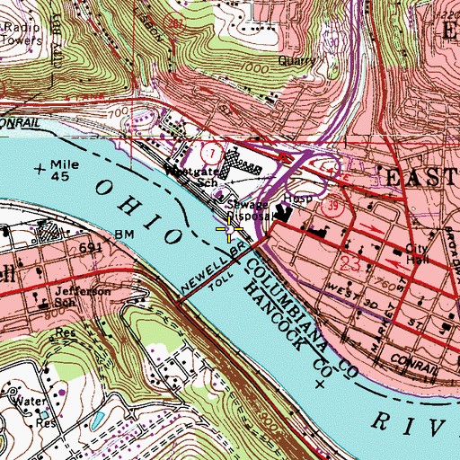 Topographic Map of Carpenter Run, OH