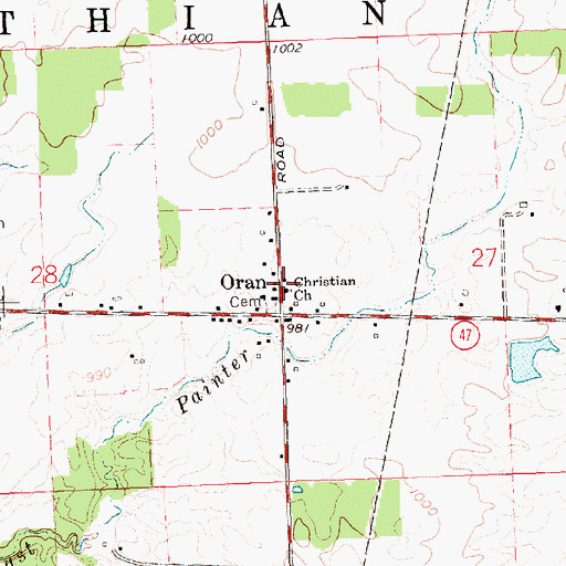 Topographic Map of Oran Christian Church, OH