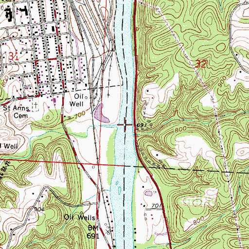 Topographic Map of Duncan Run, OH