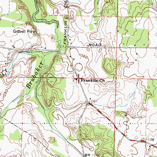 Topographic Map of Franklin Church, OH
