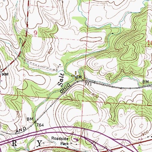 Topographic Map of Georges Run, OH