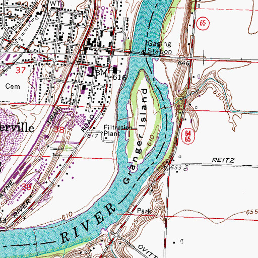 Topographic Map of Granger Island, OH