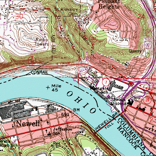 Topographic Map of Jethroe Run, OH