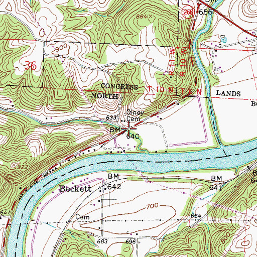Topographic Map of Olney Run, OH