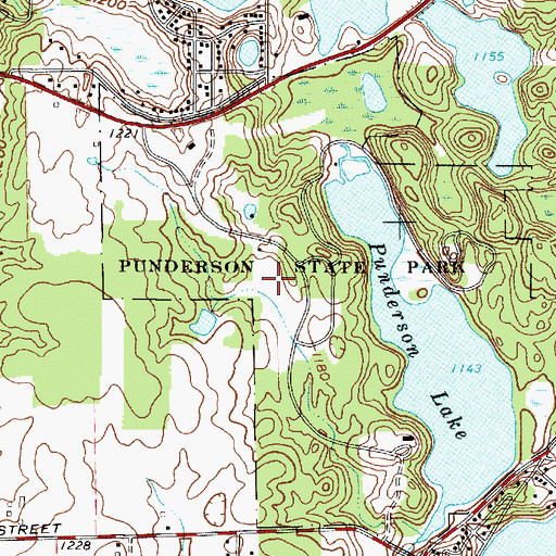Topographic Map of Punderson State Park, OH
