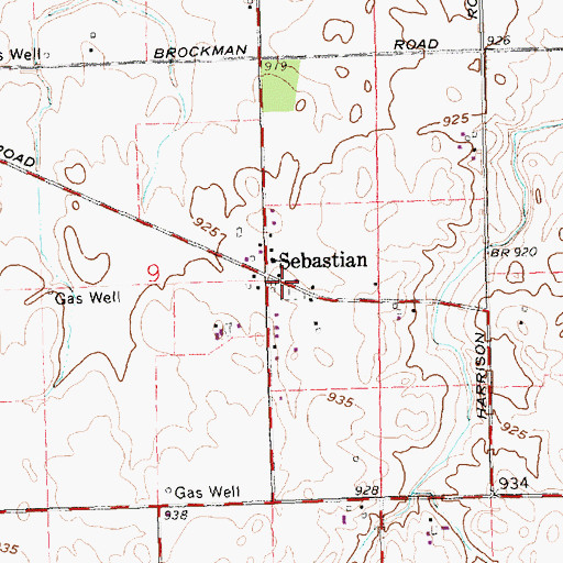 Topographic Map of Sebastian, OH