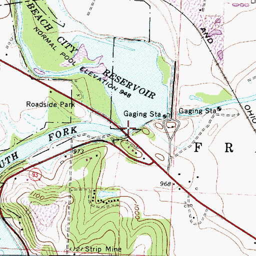 Topographic Map of South Fork Sugar Creek, OH