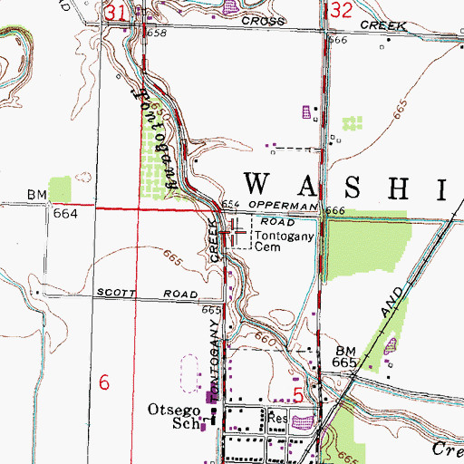 Topographic Map of Tontogany Cemetery, OH