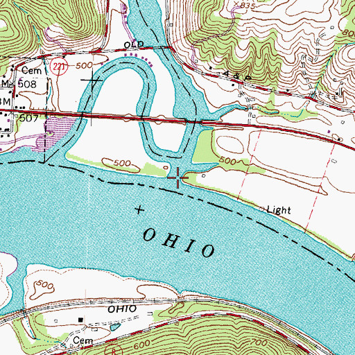 Topographic Map of White Oak Creek, OH
