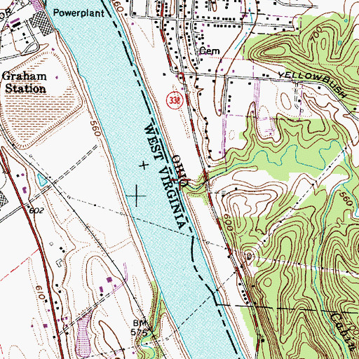 Topographic Map of Yellowbush Creek, OH