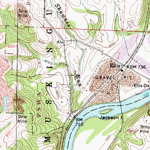Topographic Map of Ellis Run, OH