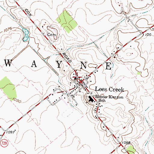 Topographic Map of Lees Creek United Church of Christ, OH