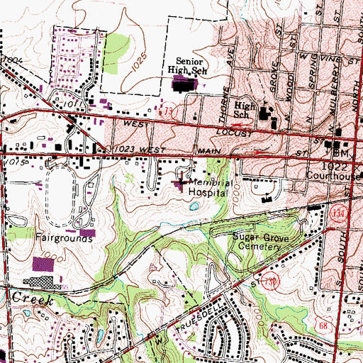 Topographic Map of Clinton Memorial Hospital Regional Health System, OH