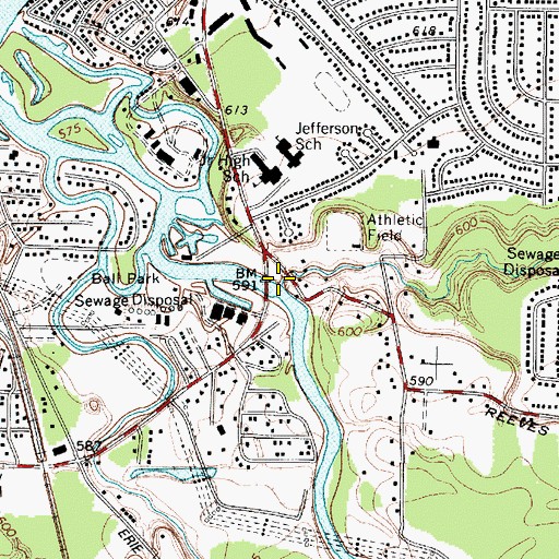 Topographic Map of Ward Brook, OH