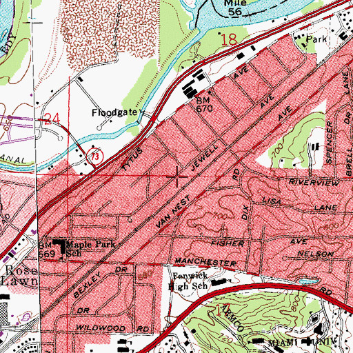Topographic Map of North Middletown, OH