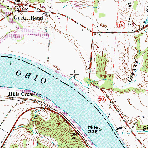 Topographic Map of Granny Run, OH