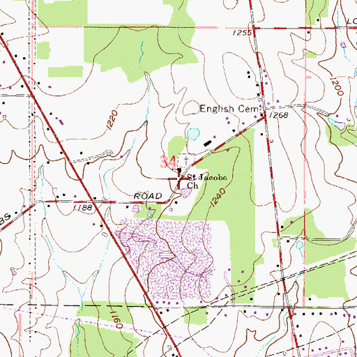 Topographic Map of Saint Jacobs Church, OH