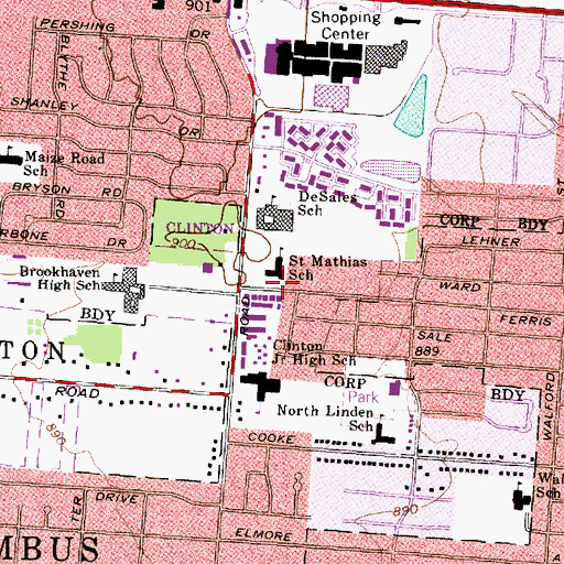 Topographic Map of Saint Mathias Catholic Church, OH