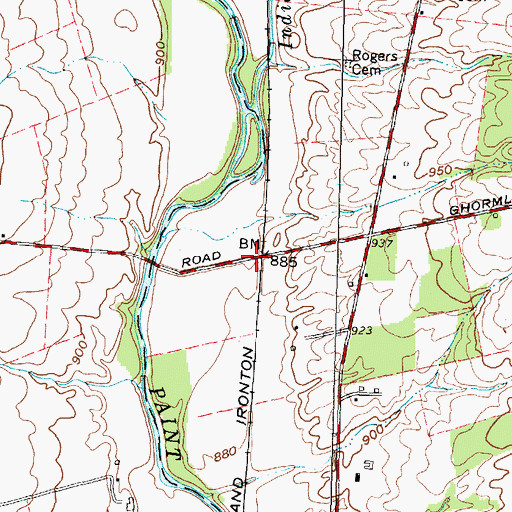 Topographic Map of Ghormley (historical), OH