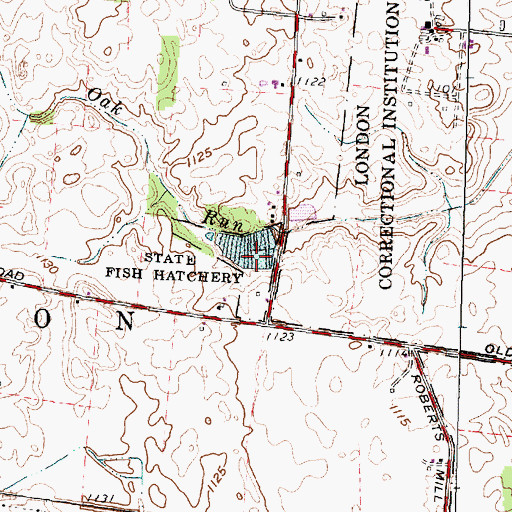 Topographic Map of London Fish Hatchery, OH