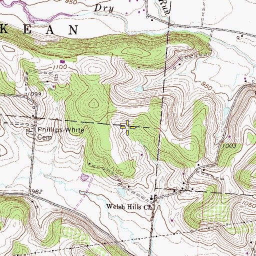 Topographic Map of Welsh Hills, OH