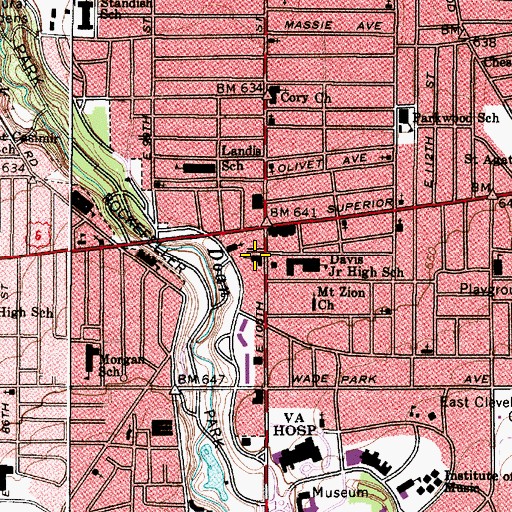 Topographic Map of Doan School, OH