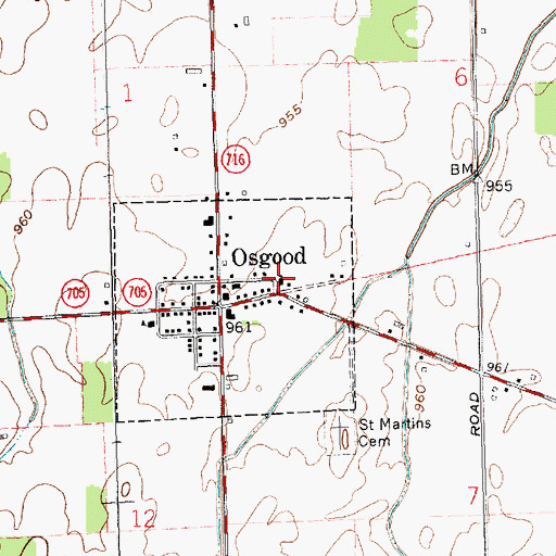 Topographic Map of Saint Nicholas Catholic Church, OH