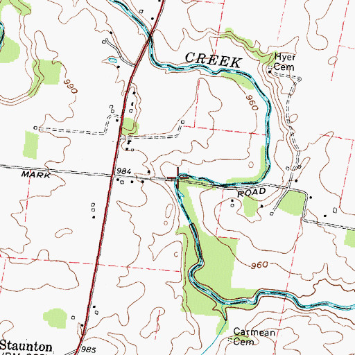 Topographic Map of Mark Road Bridge, OH