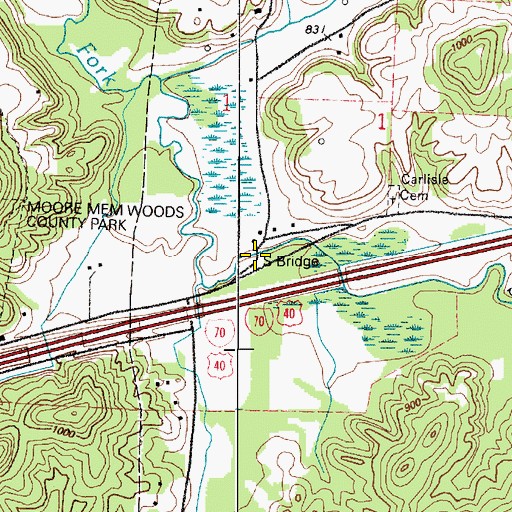 Topographic Map of S Bridge, OH