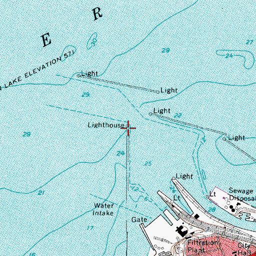 Topographic Map of Lorain Lighthouse, OH