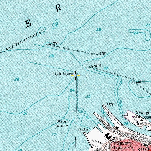 Topographic Map of Lorain Lighthouse, OH