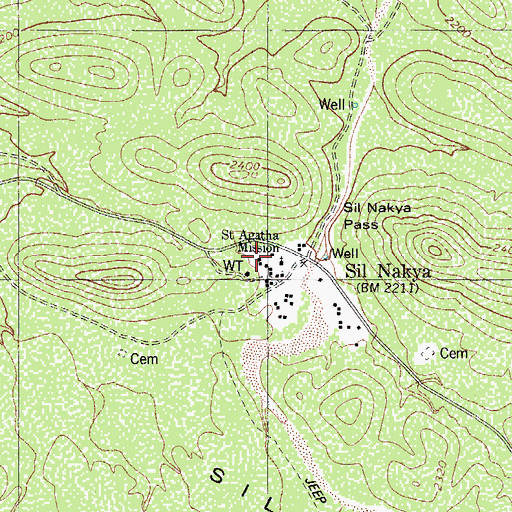 Topographic Map of Saint Agatha Mission, AZ