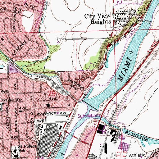 Topographic Map of Warwickshire, OH