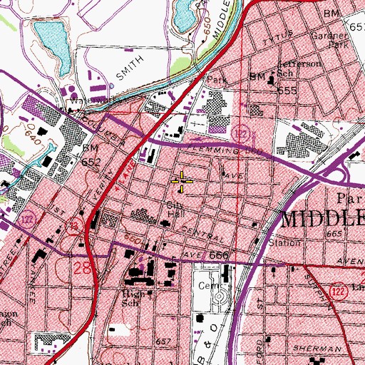 Topographic Map of Trinity School, OH