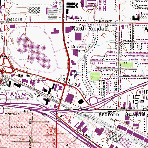 Topographic Map of Randall Corners Shopping Center, OH