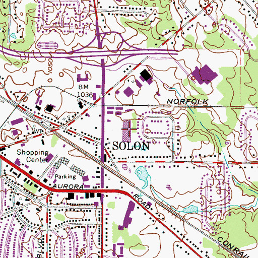 Topographic Map of Solon Mall Shopping Center, OH