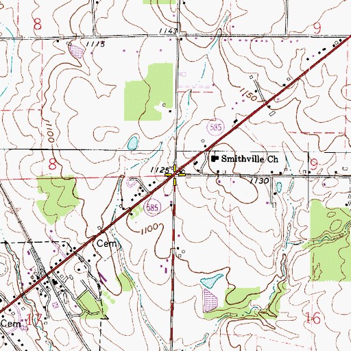 Topographic Map of Five Points, OH