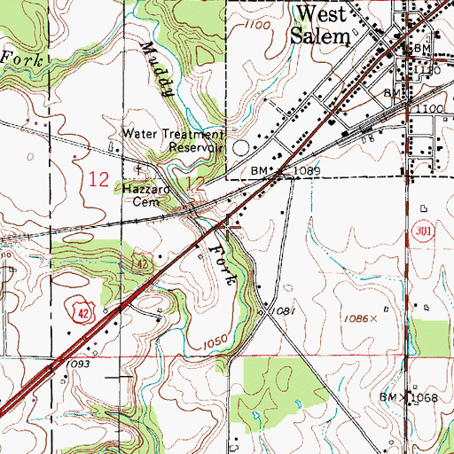 Topographic Map of West Salem Mills (historical), OH