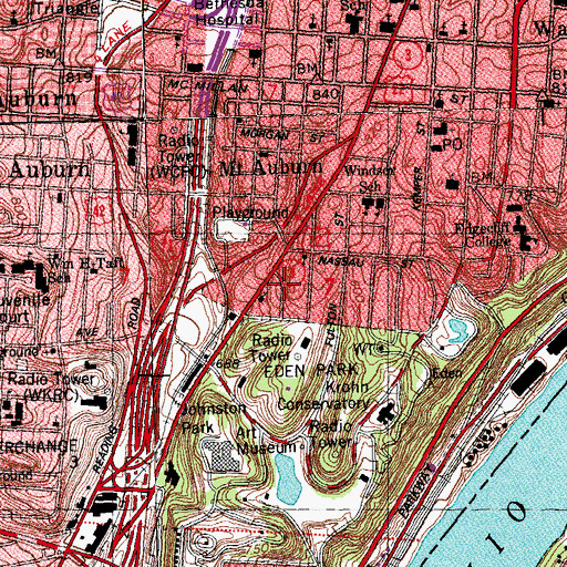 Topographic Map of Gilbert-Sinton Historic District, OH