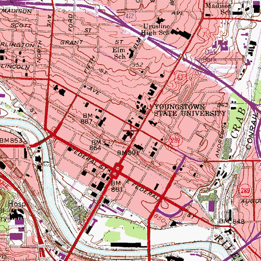 Topographic Map of Rayen School (historical), OH